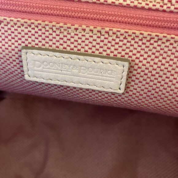 Dooney & Bourke Signature Large Logo Lock Canvas Hobo Shoulder Bag Pink White - Picture 8 of 16